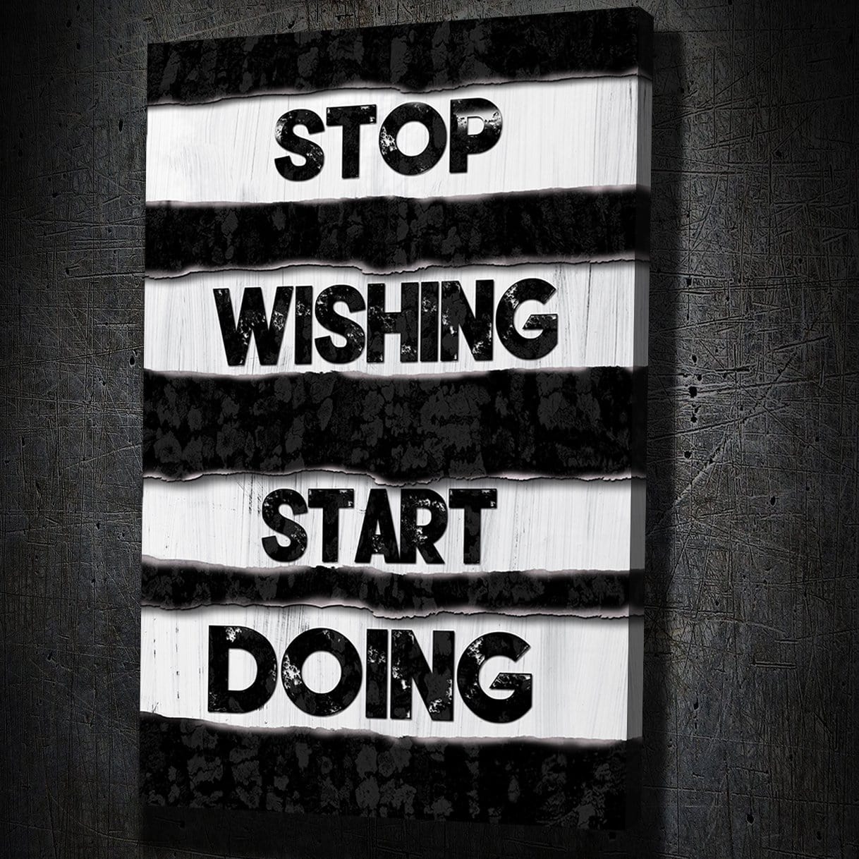 Stop Wishing Wall Art | Inspirational Wall Art Motivational Wall Art Quotes Office Art | Impaktiv Exclusive Canvas Art Portrait