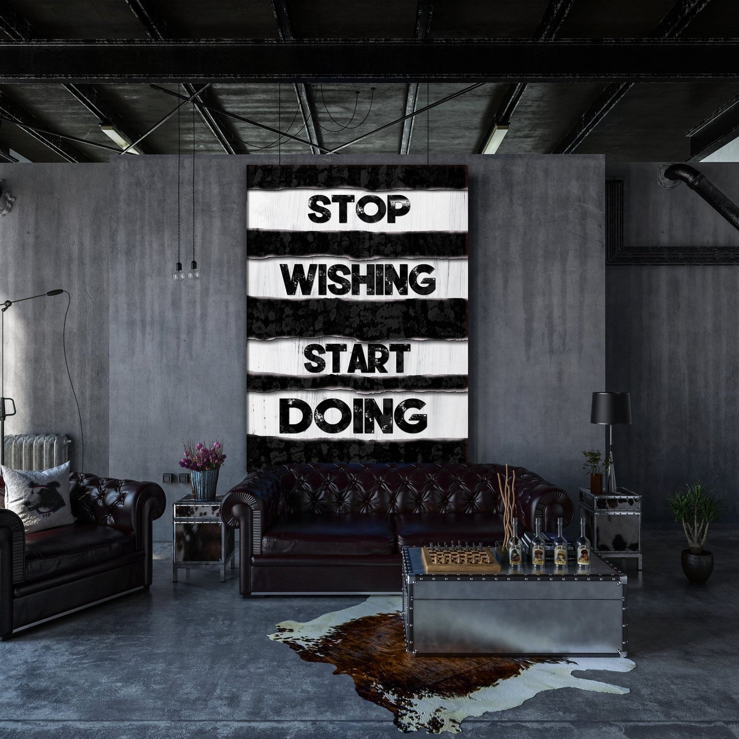 Stop Wishing Wall Art | Inspirational Wall Art Motivational Wall Art Quotes Office Art | Impaktiv Exclusive Canvas Art Portrait