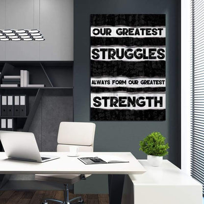 Strength Wall Art | Inspirational Wall Art Motivational Wall Art Quotes Office Art | Impaktiv Exclusive Canvas Art Portrait