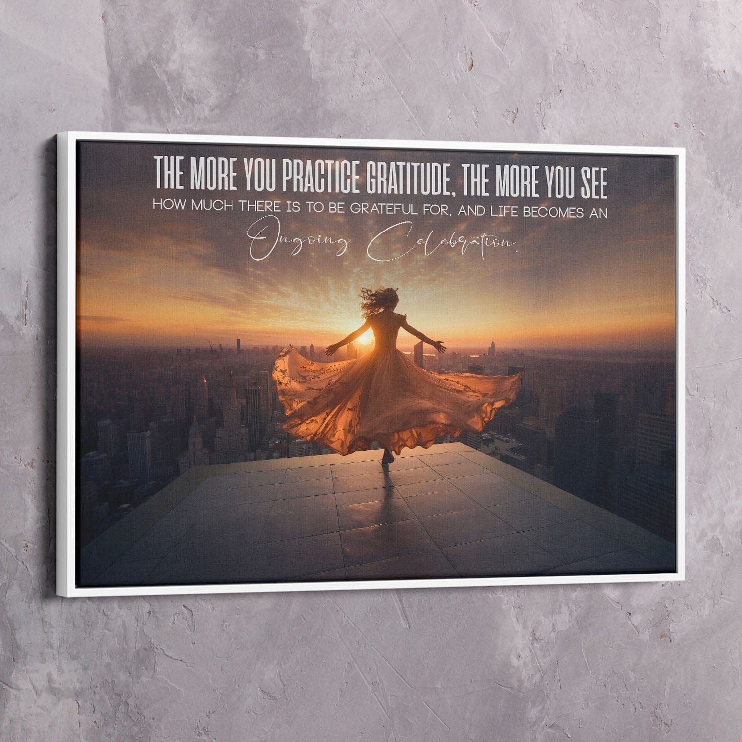 The More You Practice Gratitude Wall Art | Inspirational Wall Art Motivational Wall Art Quotes Office Art | Impaktiv Exclusive Canvas Art Landscape