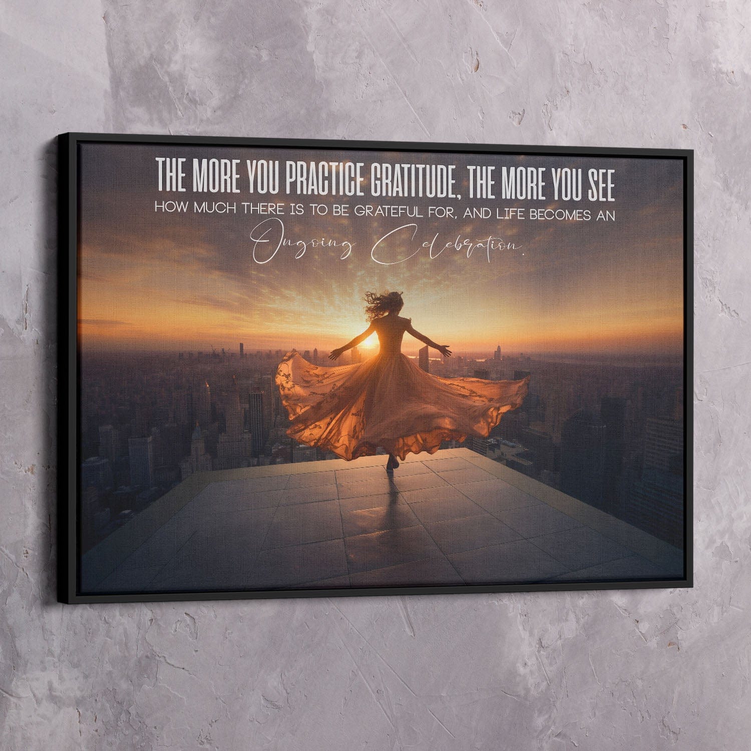 The More You Practice Gratitude Wall Art | Inspirational Wall Art Motivational Wall Art Quotes Office Art | Impaktiv Exclusive Canvas Art Landscape