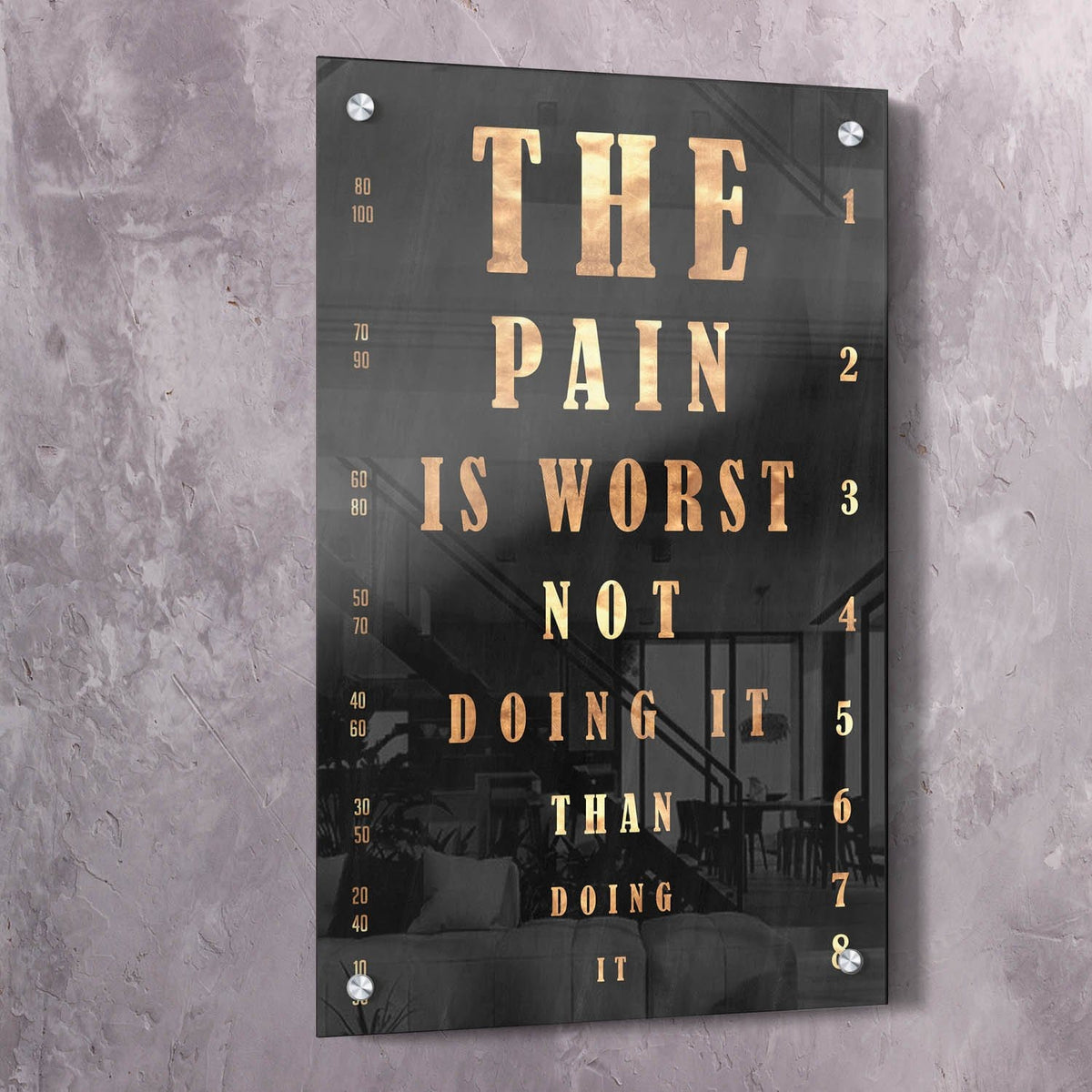 The Pain is Worst Motivational Wall Art, alternate artwork view by Impaktiv