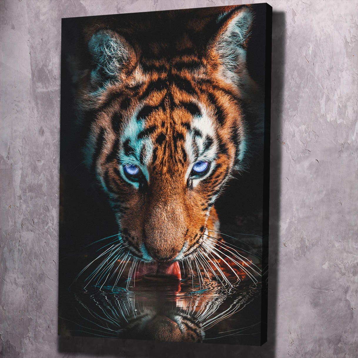 Thirsty Tiger Wall Art | Inspirational Wall Art Motivational Wall Art Quotes Office Art | Impaktiv Exclusive Canvas Art Portrait
