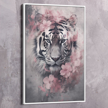 Tiger Pink Flowers - Change Yourself Not Circumstances Quote Wall Art | Inspirational Wall Art Motivational Wall Art Quotes Office Art | Impaktiv Exclusive Canvas Art Portrait