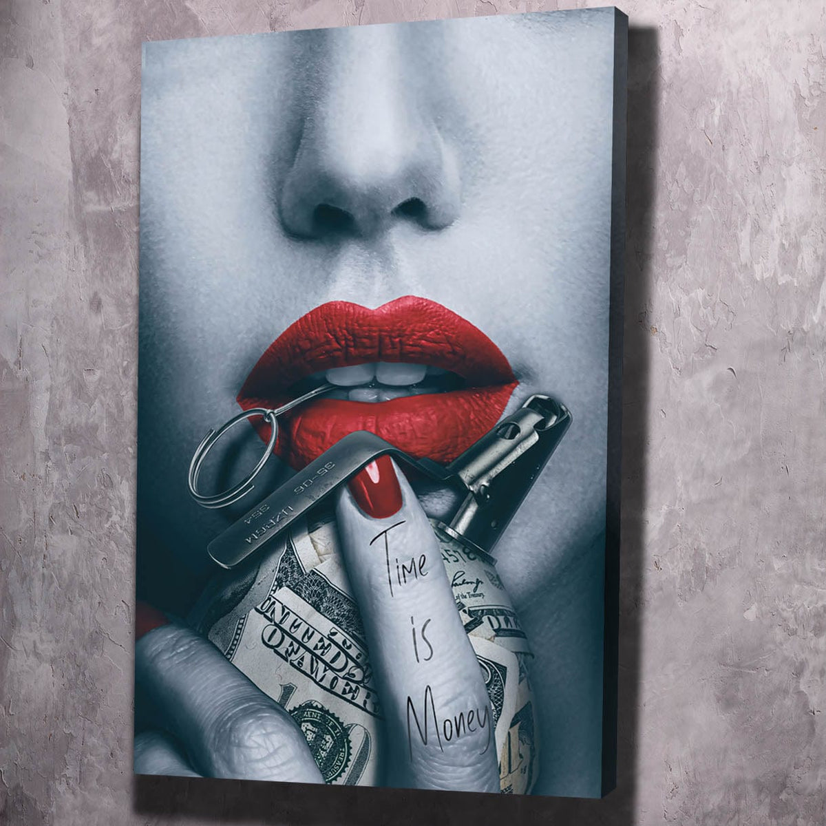 Time is Money Grenade Beauty Wall Art, inspirational quote wall art by Impaktiv