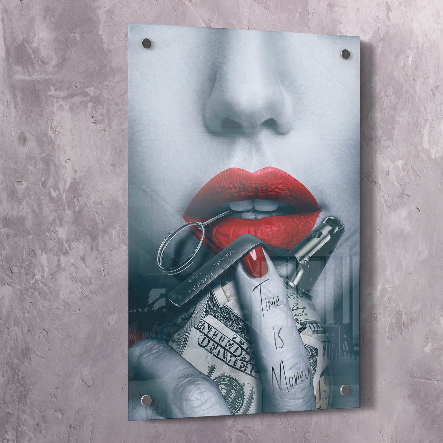 Time is Money Grenade Beauty Art Wall Art | Inspirational Wall Art Motivational Wall Art Quotes Office Art | Impaktiv Exclusive Canvas Art Portrait