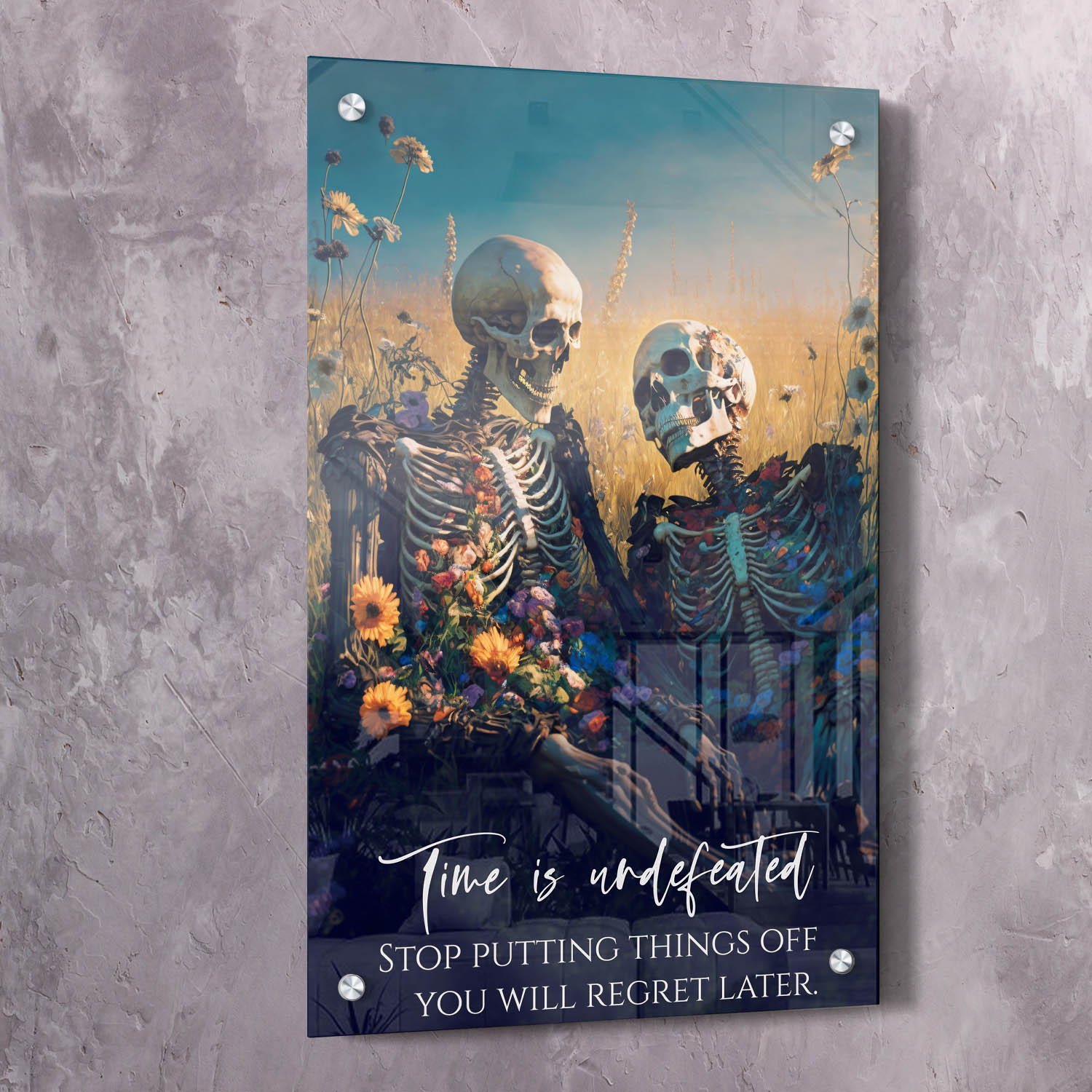 Time is undefeated Wall Art | Inspirational Wall Art Motivational Wall Art Quotes Office Art | Impaktiv Exclusive Canvas Art Portrait