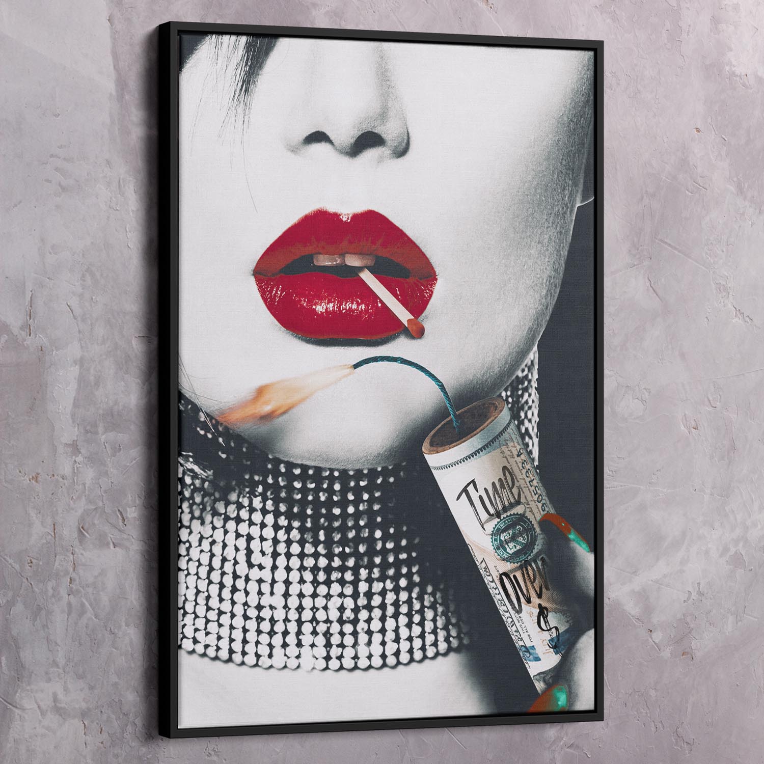 Time Over Money Dynamite Beauty Art Wall Art | Inspirational Wall Art Motivational Wall Art Quotes Office Art | Impaktiv Exclusive Canvas Art Portrait
