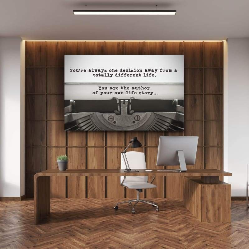 Type Writer - One Decision Away Motivational Wall Art, alternate artwork view by Impaktiv