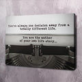 Type Writer - One Decision Away Motivational Wall Art, motivational wall art by Impaktiv