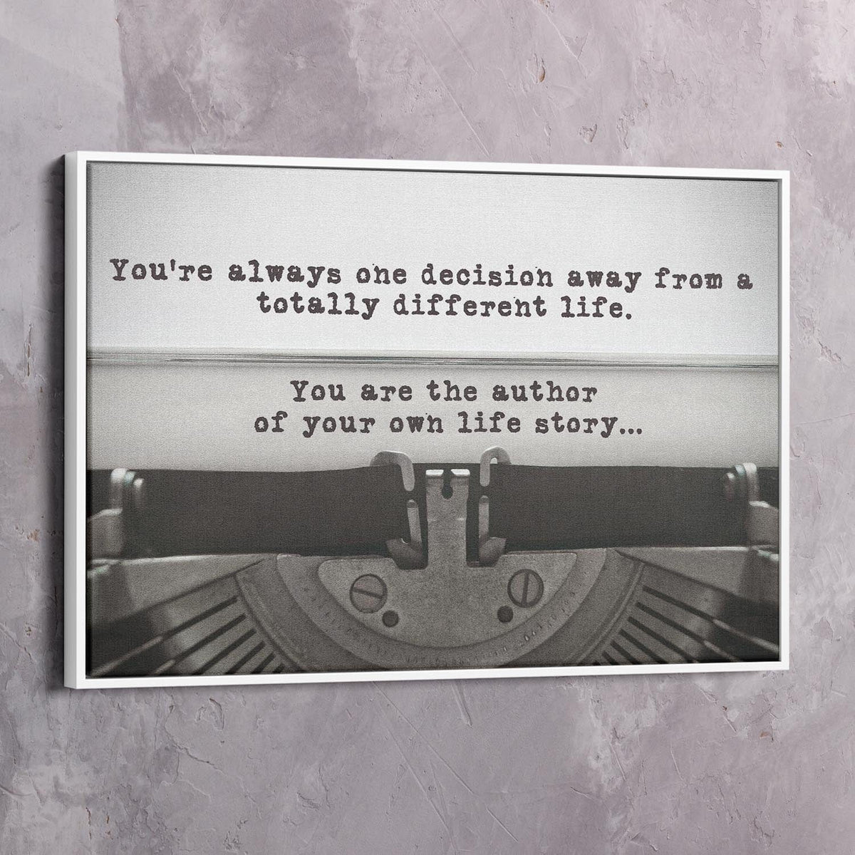 Type Writer - One Decision Away Motivational Wall Art, alternate view by Impaktiv