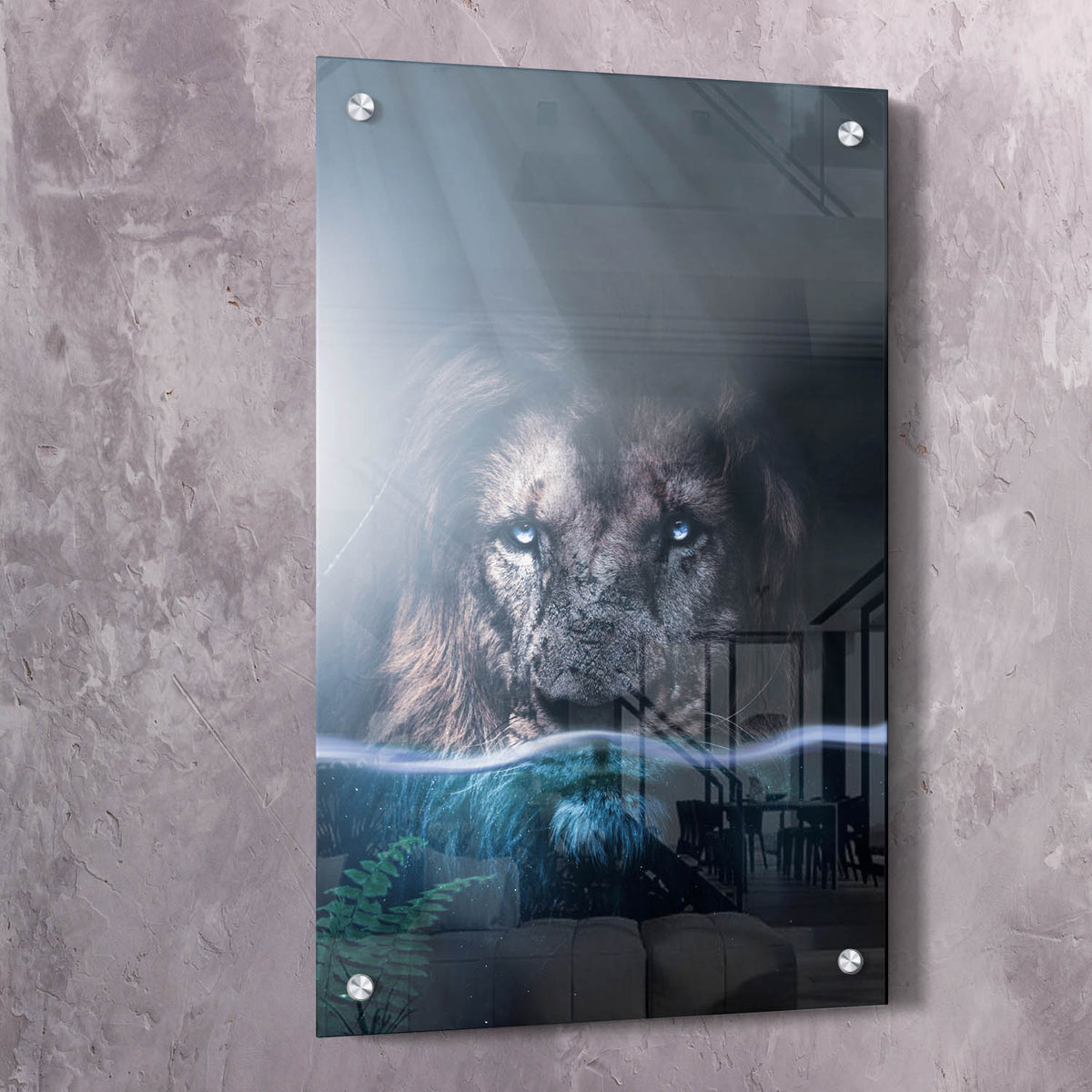 Underwater Lion Motivational Wall Art, alternate artwork view by Impaktiv