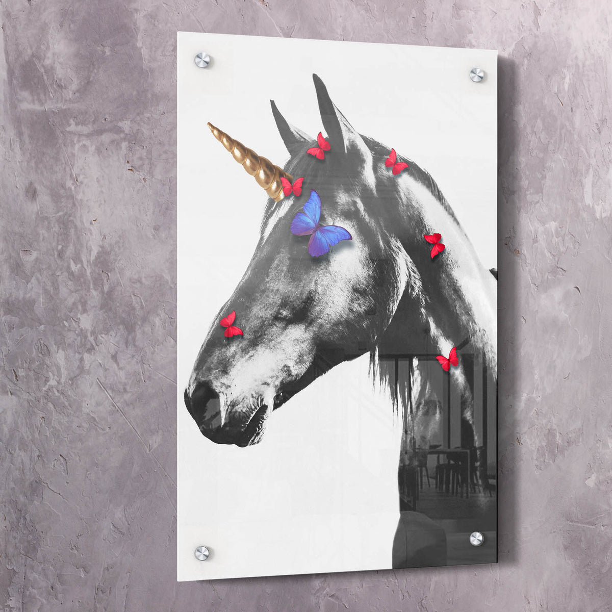 Unicorn Butterflies Motivational Wall Art, alternate artwork view by Impaktiv