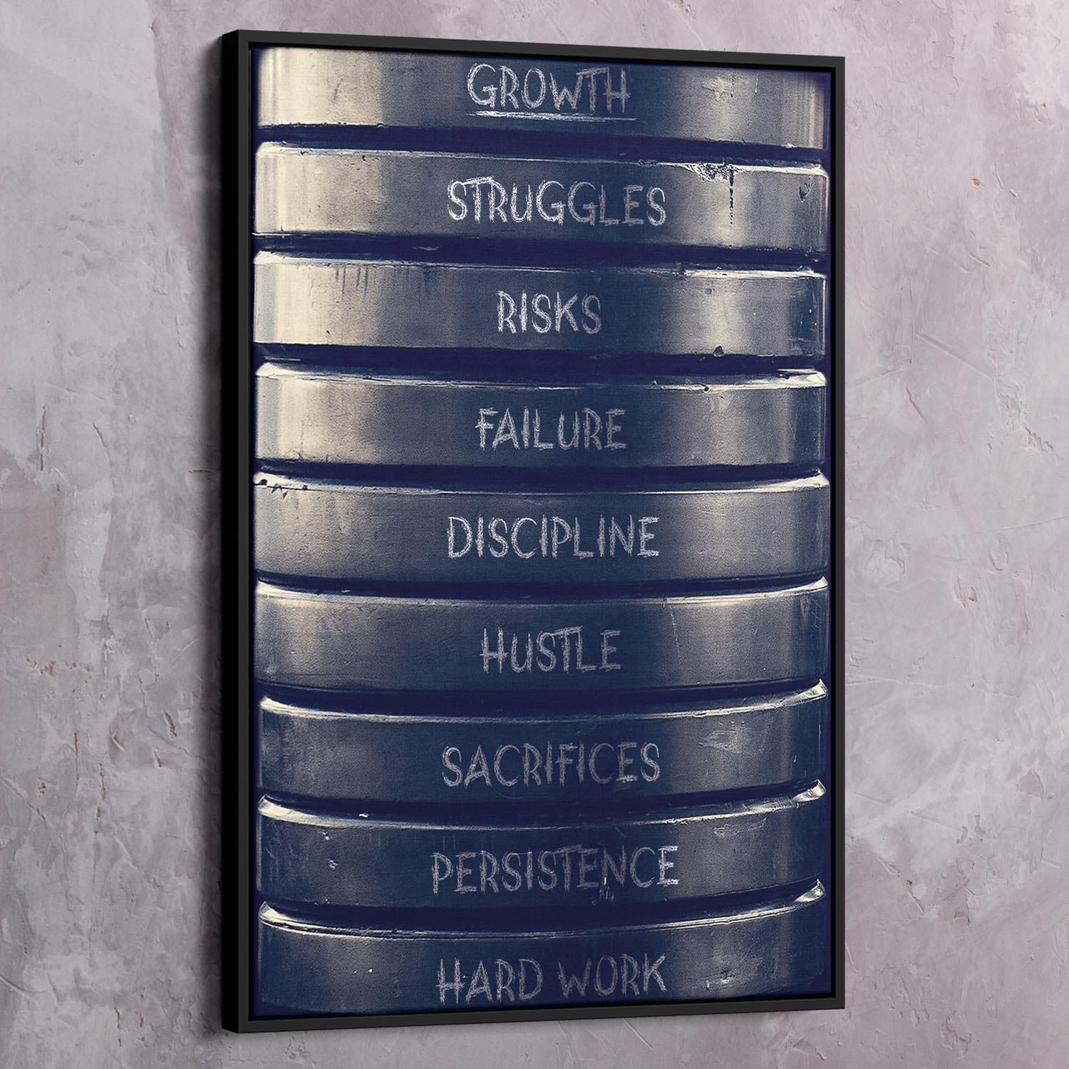 Weight Plates of Growth Wall Art | Inspirational Wall Art Motivational Wall Art Quotes Office Art | Impaktiv Exclusive Canvas Art Portrait