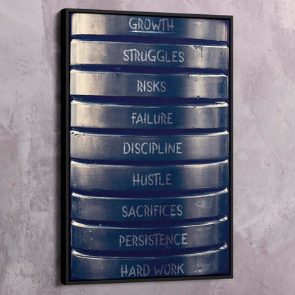 Weight Plates of Growth Wall Art | Inspirational Wall Art Motivational Wall Art Quotes Office Art | Impaktiv Exclusive Canvas Art Portrait