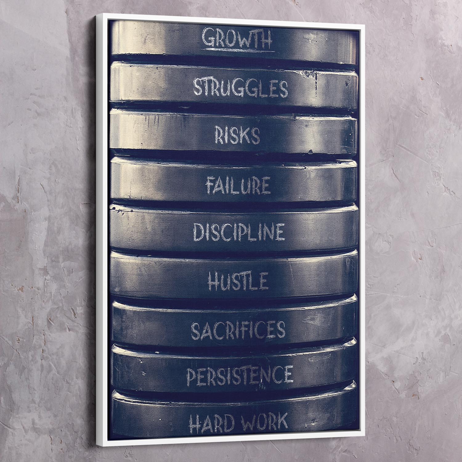 Weight Plates of Growth Wall Art | Inspirational Wall Art Motivational Wall Art Quotes Office Art | Impaktiv Exclusive Canvas Art Portrait