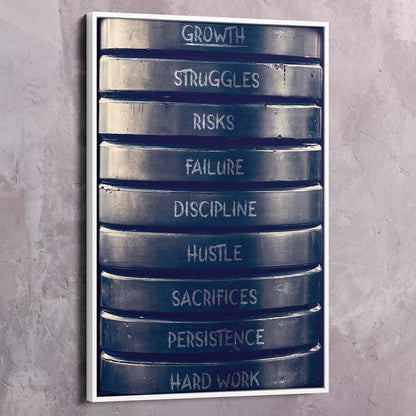Weight Plates of Growth Wall Art | Inspirational Wall Art Motivational Wall Art Quotes Office Art | Impaktiv Exclusive Canvas Art Portrait