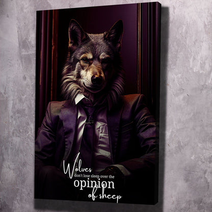 Wolves don't lose sleep over the opinion of sheep Wall Art | Inspirational Wall Art Motivational Wall Art Quotes Office Art | Impaktiv Exclusive Canvas Art Portrait