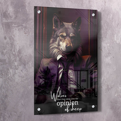 Wolves don't lose sleep over the opinion of sheep Wall Art | Inspirational Wall Art Motivational Wall Art Quotes Office Art | Impaktiv Exclusive Canvas Art Portrait