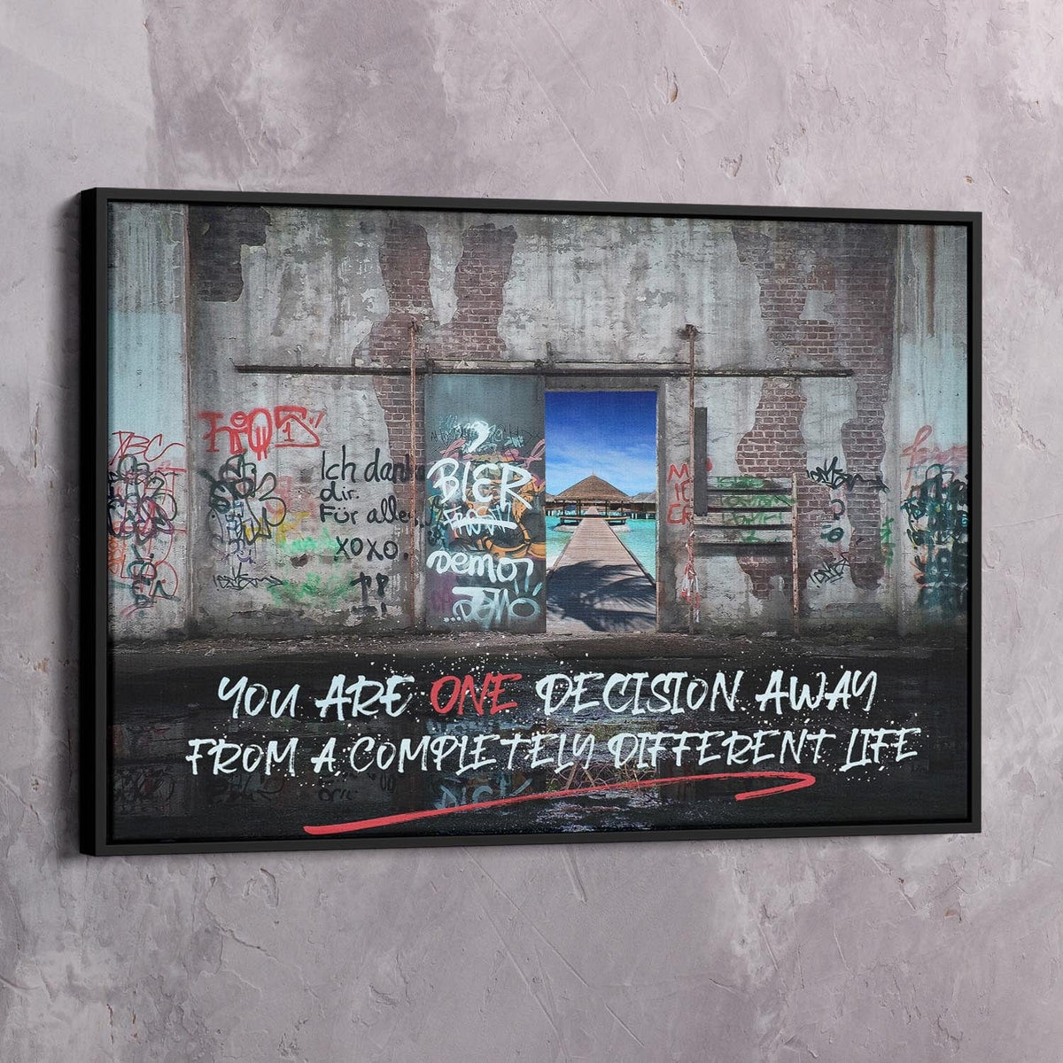 You Are One Decision Away Motivational Wall Art, alternate view by Impaktiv